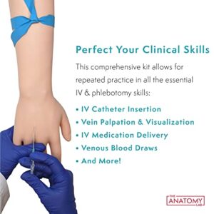 Anatomy Lab Premium IV and Venipuncture Training Kit, Practice Arm for Venipuncture Skills, Phlebotomy Practice, Clinical Nursing Training, 25+ Piece Kit, Durable & Realistic with 1 Year Warranty