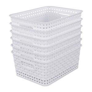 sandmovie white plastic rattan storage baskets, 6 packs