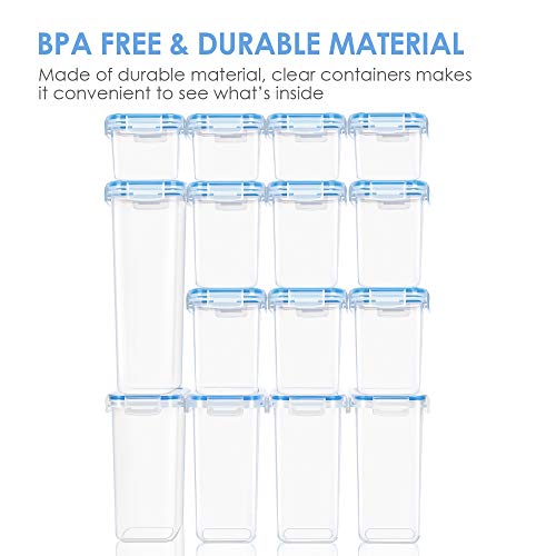 Vtopmart Airtight Food Storage Containers Set with Lids, 15pcs BPA Free Plastic Dry Food Canisters for Kitchen Pantry Organization and Storage, Dishwasher safe,Include 24 Labels, Blue