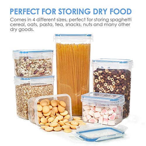 Vtopmart Airtight Food Storage Containers Set with Lids, 15pcs BPA Free Plastic Dry Food Canisters for Kitchen Pantry Organization and Storage, Dishwasher safe,Include 24 Labels, Blue