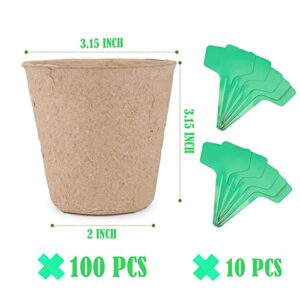 IAXSEE 100 Pack Peat Pots, Nursery Pots 3.15 Inch Starting Planter