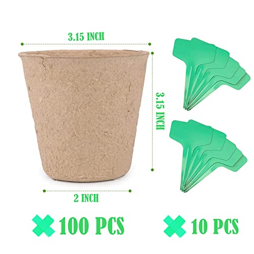 IAXSEE 100 Pack Peat Pots, Nursery Pots 3.15 Inch Starting Planter