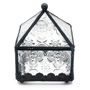 funerom vintage glass jewelry box,wedding engagement ring dish displaytrinket keepsake box