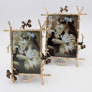 Funerom Metal Frame Picture Frame 4x6 inch Photo Display for Desk (Golden)