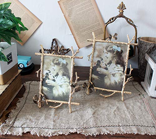 Funerom Metal Frame Picture Frame 4x6 inch Photo Display for Desk (Golden)