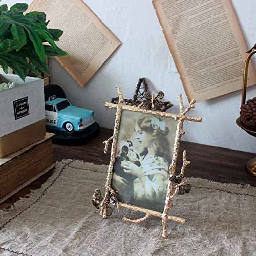 Funerom Metal Frame Picture Frame 4x6 inch Photo Display for Desk (Golden)