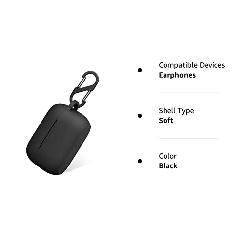 Aotao Silicone Case for Jabra Elite 75t & Jabra Elite Active 75t, Soft and Flexible, Scratch/Shock Resistant Cover with Carabiner for Jabra 75t Earbuds (Elite 75t, Black)