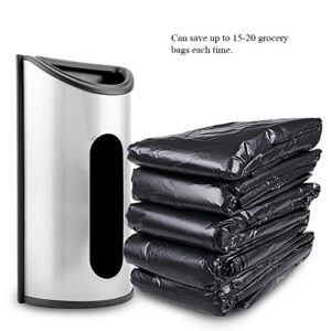Kitchen Grocery Bag Holder,Plastic Bag Holder and Dispenser for Plastic Bags - Easy Wall Mount Bag Saver - Stainless steel + Plastic