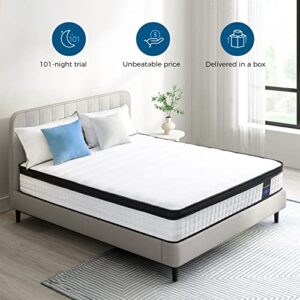 Inofia Full Size Mattress 10 Inch, Hybrid Full Mattress in a Box, Breathable Comfortable Mattress, Supportive & Pressure Relief, Full,101-Night Trial, 10 Year Support
