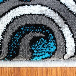 Masada Rugs, Modern Contemporary Woven Area Rug, Hand Carved (32 Inch X 10 Feet, Turquoise)