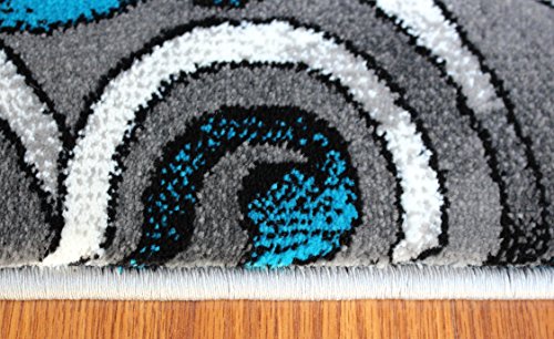 Masada Rugs, Modern Contemporary Woven Area Rug, Hand Carved (32 Inch X 10 Feet, Turquoise)