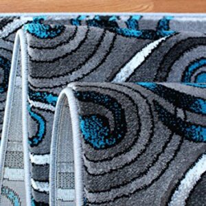 Masada Rugs, Modern Contemporary Woven Area Rug, Hand Carved (32 Inch X 10 Feet, Turquoise)