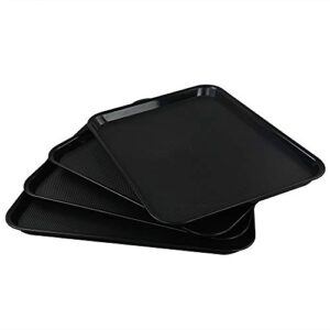 nicesh 4-pack plastic fast food serving trays, black, f