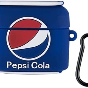 AirPods Pro Case Soft Silicone Blue Pepsi Cover with Bag Hook Clip Keychain for Apple AirPodsPro AirPods 2019 Drink Can Shaped Protective Cool Fun Cute Lovely Special Girls Men Guys