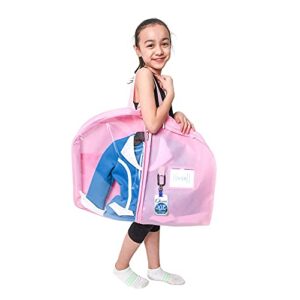 Waterproof Hanging Garment Bag 40 inch Clothes Bag with Gusset, 5 Pockets & Side Zip for Dance Costumes, Sports, Skating, Theatre, Beauty Pageants, Cheer & More by Kendall Country, Cotton Candy Pink