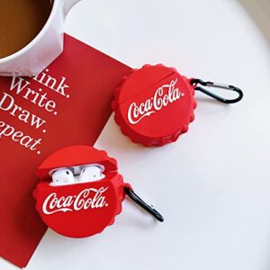 AirPods Pro Case Soft Silicone Cover with Bag Hook Clip Keychain for Apple AirPodsPro AirPods 2019 Red Coke Lid Classic Protective Cool Fun Cute Lovely Special Girls Men Guys