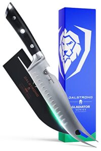 dalstrong bbq pitmaster & meat knife - 8 inch - gladiator series elite - forged high carbon german steel - forked tip & bottle opener - g10 handle - sheath included - nsf certified