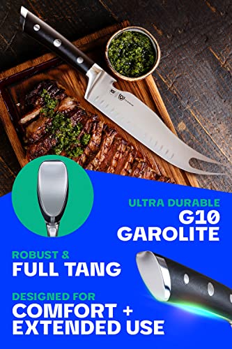 Dalstrong BBQ Pitmaster & Meat Knife - 8 inch - Gladiator Series Elite - Forged High Carbon German Steel - Forked Tip & Bottle Opener - G10 Handle - Sheath Included - NSF Certified