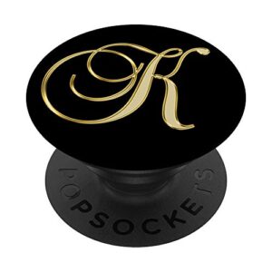monogram initial letter k gold and black popsockets popgrip: swappable grip for phones & tablets