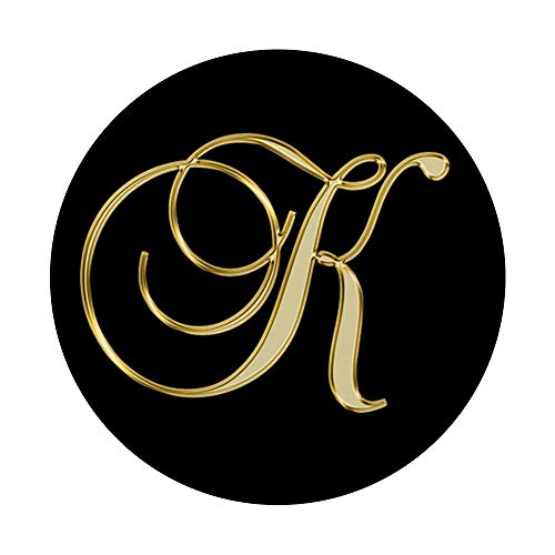 Monogram Initial Letter K Gold and Black PopSockets PopGrip: Swappable Grip for Phones & Tablets