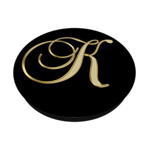 Monogram Initial Letter K Gold and Black PopSockets PopGrip: Swappable Grip for Phones & Tablets