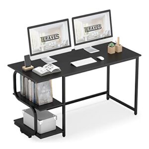 teraves reversible computer desk for small spaces,small desk with shelves,47 inch gaming desk office desk bedroom desk for home office