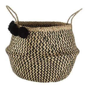 premier housewares seagrass storage basket, brown, 35 cm - pom pom