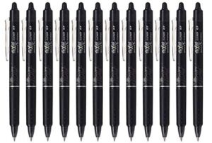 pilot frixion ball clicker retractable erasable gel pen, fine point, 0.7mm, black ink, 12 count