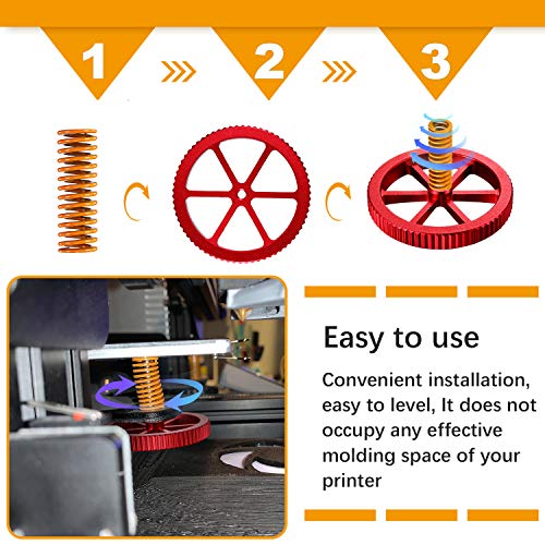 Aluminum Hand Twist Leveling Nut and Hot Bed Die Springs Printer Compression Springs Compatible with 3, Ender 5/5 Plus/Pro, CR-10, CR10S/10S Pro, CR 20 3D Printer (8 Pieces)