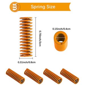 Aluminum Hand Twist Leveling Nut and Hot Bed Die Springs Printer Compression Springs Compatible with 3, Ender 5/5 Plus/Pro, CR-10, CR10S/10S Pro, CR 20 3D Printer (8 Pieces)