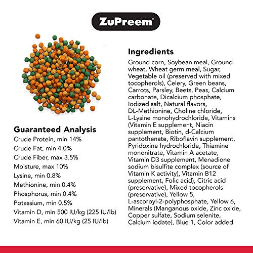 ZuPreem VeggieBlend Smart Pellets Bird Food for Medium Birds, 2 LB Bag - Made in USA, Daily Nutrition, Essential Vitamins, Minerals for Cockatiels, Quakers, Lovebirds, Small Conures