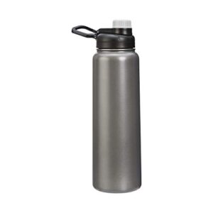 amazon basics stainless steel insulated water bottle with spout lid – 30-ounce, grey