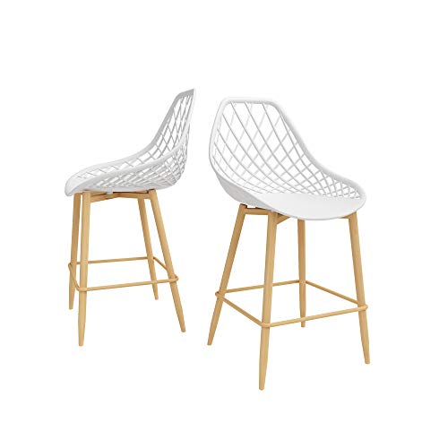 Jamesdar Camber Counter Chair (Set of 2), White/Natural