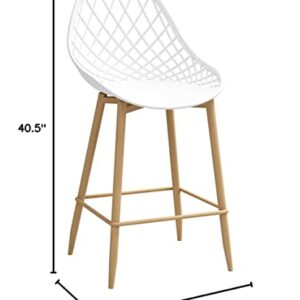 Jamesdar Camber Counter Chair (Set of 2), White/Natural