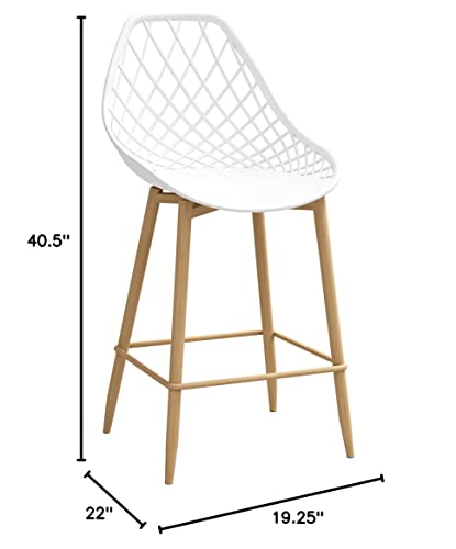 Jamesdar Camber Counter Chair (Set of 2), White/Natural