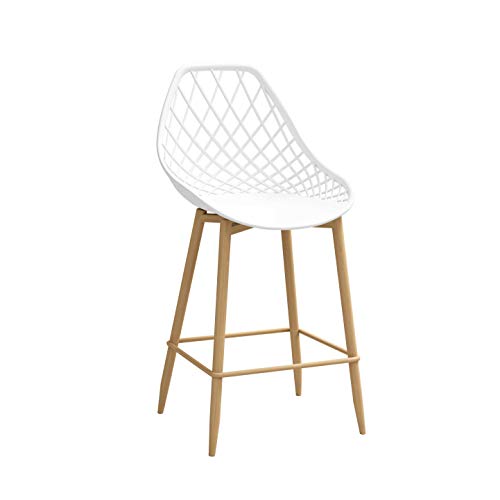 Jamesdar Camber Counter Chair (Set of 2), White/Natural