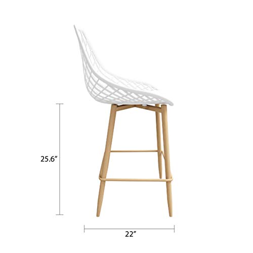 Jamesdar Camber Counter Chair (Set of 2), White/Natural