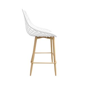 Jamesdar Camber Counter Chair (Set of 2), White/Natural