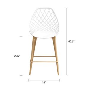 Jamesdar Camber Counter Chair (Set of 2), White/Natural