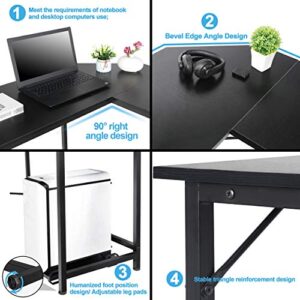 SUPER DEAL 66" L Shaped Gaming Corner Computer Desk with CPU Stand and Foot Rest Bar, PC Laptop Study Table Workstation Gaming Desk for Home Office, Black