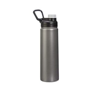 amazon basics stainless steel insulated water bottle with spout lid – 20-ounce, grey