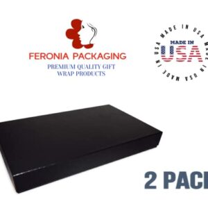 Feronia Packaging Apparel Boxes 2 Pack Men Shirt Box Women Dress Boxes Premium Gift Wrap and Art Supplies for Birthdays, Holidays, or Presents (Black)