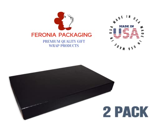 Feronia Packaging Apparel Boxes 2 Pack Men Shirt Box Women Dress Boxes Premium Gift Wrap and Art Supplies for Birthdays, Holidays, or Presents (Black)