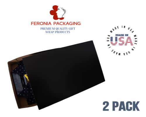 Feronia Packaging Apparel Boxes 2 Pack Men Shirt Box Women Dress Boxes Premium Gift Wrap and Art Supplies for Birthdays, Holidays, or Presents (Black)