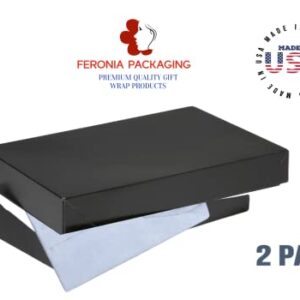 Feronia Packaging Apparel Boxes 2 Pack Men Shirt Box Women Dress Boxes Premium Gift Wrap and Art Supplies for Birthdays, Holidays, or Presents (Black)