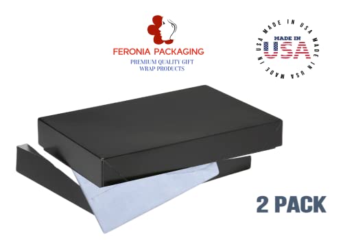 Feronia Packaging Apparel Boxes 2 Pack Men Shirt Box Women Dress Boxes Premium Gift Wrap and Art Supplies for Birthdays, Holidays, or Presents (Black)