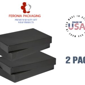 Feronia Packaging Apparel Boxes 2 Pack Men Shirt Box Women Dress Boxes Premium Gift Wrap and Art Supplies for Birthdays, Holidays, or Presents (Black)