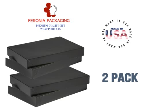 Feronia Packaging Apparel Boxes 2 Pack Men Shirt Box Women Dress Boxes Premium Gift Wrap and Art Supplies for Birthdays, Holidays, or Presents (Black)