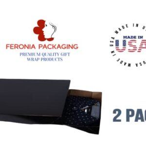 Feronia Packaging Apparel Boxes 2 Pack Men Shirt Box Women Dress Boxes Premium Gift Wrap and Art Supplies for Birthdays, Holidays, or Presents (Black)