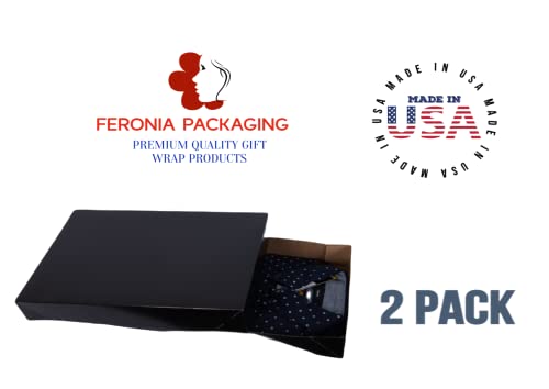 Feronia Packaging Apparel Boxes 2 Pack Men Shirt Box Women Dress Boxes Premium Gift Wrap and Art Supplies for Birthdays, Holidays, or Presents (Black)